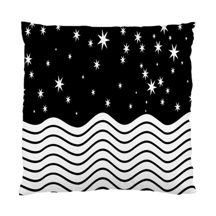 Black And White Waves And Stars Abstract Backdrop Clipart Standard Cushion Case (Two Sides)