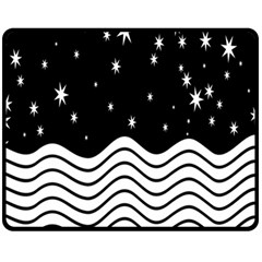 Black And White Waves And Stars Abstract Backdrop Clipart Fleece Blanket (medium)