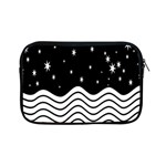 Black And White Waves And Stars Abstract Backdrop Clipart Apple iPad Mini Zipper Cases Front