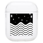 Black And White Waves And Stars Abstract Backdrop Clipart Soft TPU AirPods 1/2 Case Front