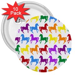 Colorful Horse Background Wallpaper 3  Buttons (10 Pack) 