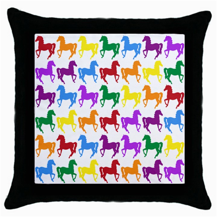 Colorful Horse Background Wallpaper Throw Pillow Case (Black)