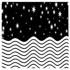 Black And White Waves And Stars Abstract Backdrop Clipart Wooden Puzzle Square by Hannah976