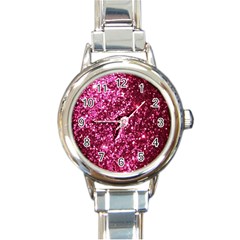 Pink Glitter Round Italian Charm Watch by Hannah976