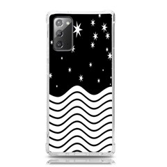 Black And White Waves And Stars Abstract Backdrop Clipart Samsung Galaxy Note 20 Tpu Uv Case by Hannah976