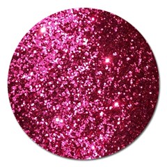 Pink Glitter Magnet 5  (round) by Hannah976