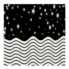 Black And White Waves And Stars Abstract Backdrop Clipart Banner And Sign 4  X 4  by Hannah976