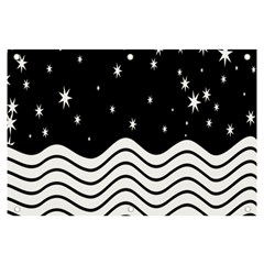 Black And White Waves And Stars Abstract Backdrop Clipart Banner And Sign 6  X 4 