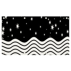 Black And White Waves And Stars Abstract Backdrop Clipart Banner And Sign 7  X 4  by Hannah976