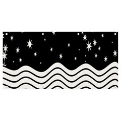 Black And White Waves And Stars Abstract Backdrop Clipart Banner And Sign 8  X 4  by Hannah976