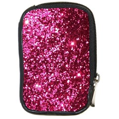 Pink Glitter Compact Camera Leather Case by Hannah976