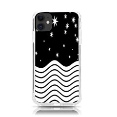 Black And White Waves And Stars Abstract Backdrop Clipart Iphone 11 Tpu Uv Print Case by Hannah976