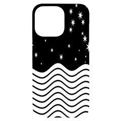 Black And White Waves And Stars Abstract Backdrop Clipart Iphone 14 Pro Max Black Uv Print Case by Hannah976