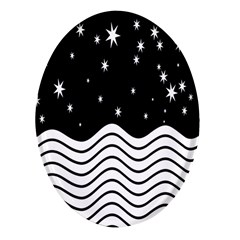 Black And White Waves And Stars Abstract Backdrop Clipart Oval Glass Fridge Magnet (4 Pack) by Hannah976