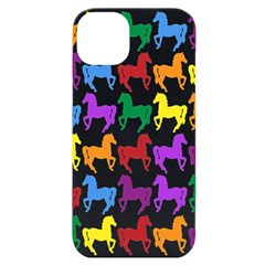 Colorful Horse Background Wallpaper Iphone 14 Plus Black Uv Print Case by Hannah976