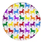 Colorful Horse Background Wallpaper Round Glass Fridge Magnet (4 pack) Front