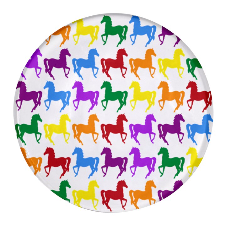 Colorful Horse Background Wallpaper Round Glass Fridge Magnet (4 pack)