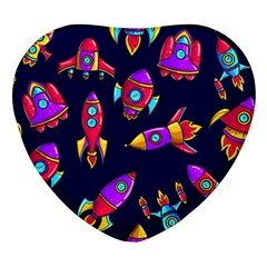 Space Patterns Heart Glass Fridge Magnet (4 Pack)