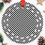 Black And White Checkerboard Background Board Checker Round Filigree Ornament (Two Sides) Front