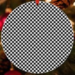 Black And White Checkerboard Background Board Checker UV Print Acrylic Ornament Round Front