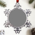 Black And White Checkerboard Background Board Checker Metal Large Snowflake Ornament Front