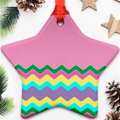 Easter Chevron Pattern Stripes Ornament (star) by Hannah976