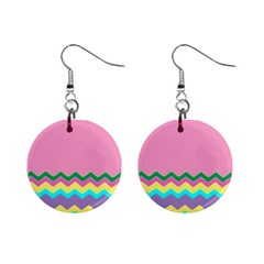 Easter Chevron Pattern Stripes Mini Button Earrings by Hannah976