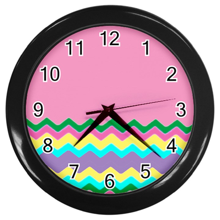 Easter Chevron Pattern Stripes Wall Clock (Black)