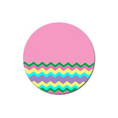 Easter Chevron Pattern Stripes Magnet 3  (round) by Hannah976