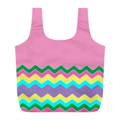 Easter Chevron Pattern Stripes Full Print Recycle Bag (l) by Hannah976