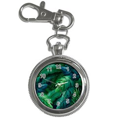 Tropical Green Leaves Background Key Chain Watches by Hannah976