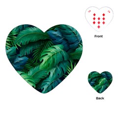 Tropical Green Leaves Background Playing Cards Single Design (heart) by Hannah976