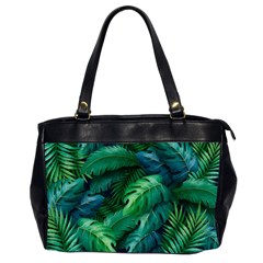 Tropical Green Leaves Background Oversize Office Handbag (2 Sides) by Hannah976