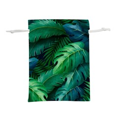 Tropical Green Leaves Background Lightweight Drawstring Pouch (m) by Hannah976