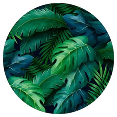 Tropical Green Leaves Background Round Trivet by Hannah976