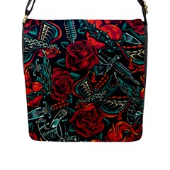 Vintage Flash Tattoos Designs Seamless Pattern Flap Closure Messenger Bag (l) by Hannah976