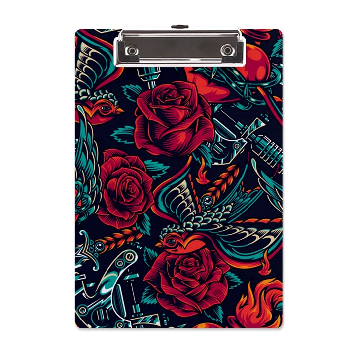 Vintage Flash Tattoos Designs Seamless Pattern A5 Acrylic Clipboard