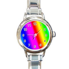 Multi Color Rainbow Background Round Italian Charm Watch by Hannah976