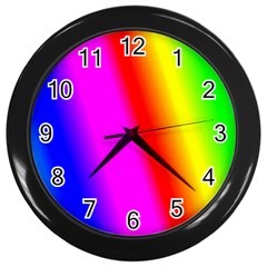 Multi Color Rainbow Background Wall Clock (black) by Hannah976