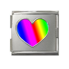 Multi Color Rainbow Background Mega Link Heart Italian Charm (18mm) by Hannah976