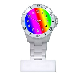 Multi Color Rainbow Background Plastic Nurses Watch by Hannah976