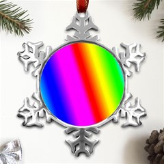 Multi Color Rainbow Background Metal Small Snowflake Ornament by Hannah976