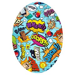 Comic Elements Colorful Seamless Pattern Uv Print Acrylic Ornament Oval by Hannah976