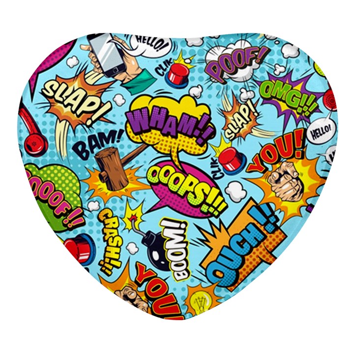 Comic Elements Colorful Seamless Pattern Heart Glass Fridge Magnet (4 pack)