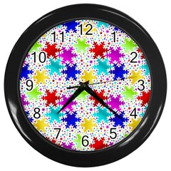 Snowflake Pattern Repeated Wall Clock (black) by Hannah976