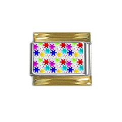 Snowflake Pattern Repeated Gold Trim Italian Charm (9mm) by Hannah976