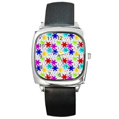 Snowflake Pattern Repeated Square Metal Watch by Hannah976