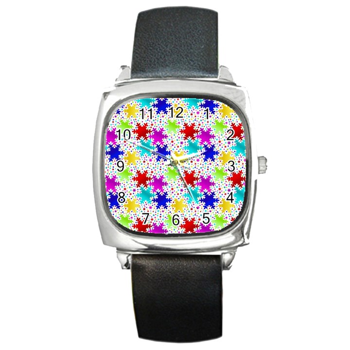 Snowflake Pattern Repeated Square Metal Watch