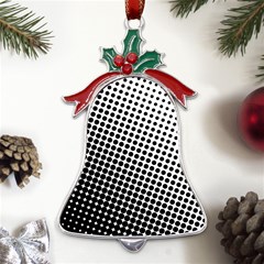 Background-wallpaper-texture-lines Dot Dots Black White Metal Holly Leaf Bell Ornament by Hannah976