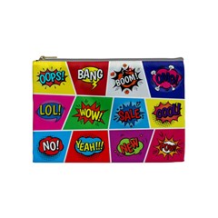 Pop Art Comic Vector Speech Cartoon Bubbles Popart Style With Humor Text Boom Bang Bubbling Expressi Cosmetic Bag (medium) by Hannah976